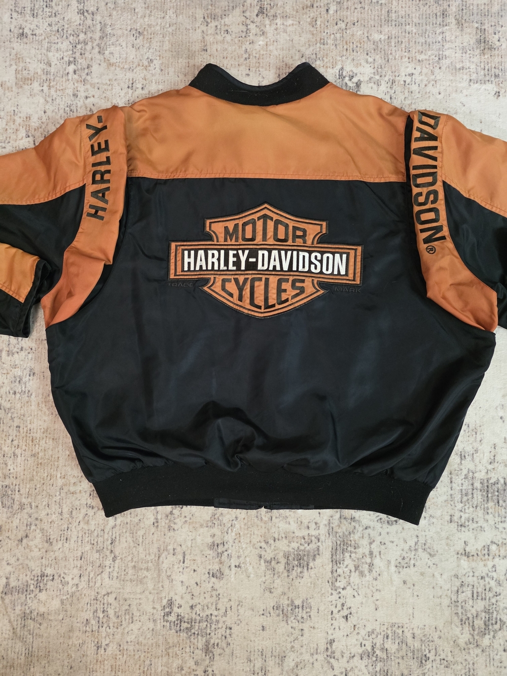 Harley-Davidson Black & Orange Team Logo Bomber Jacket